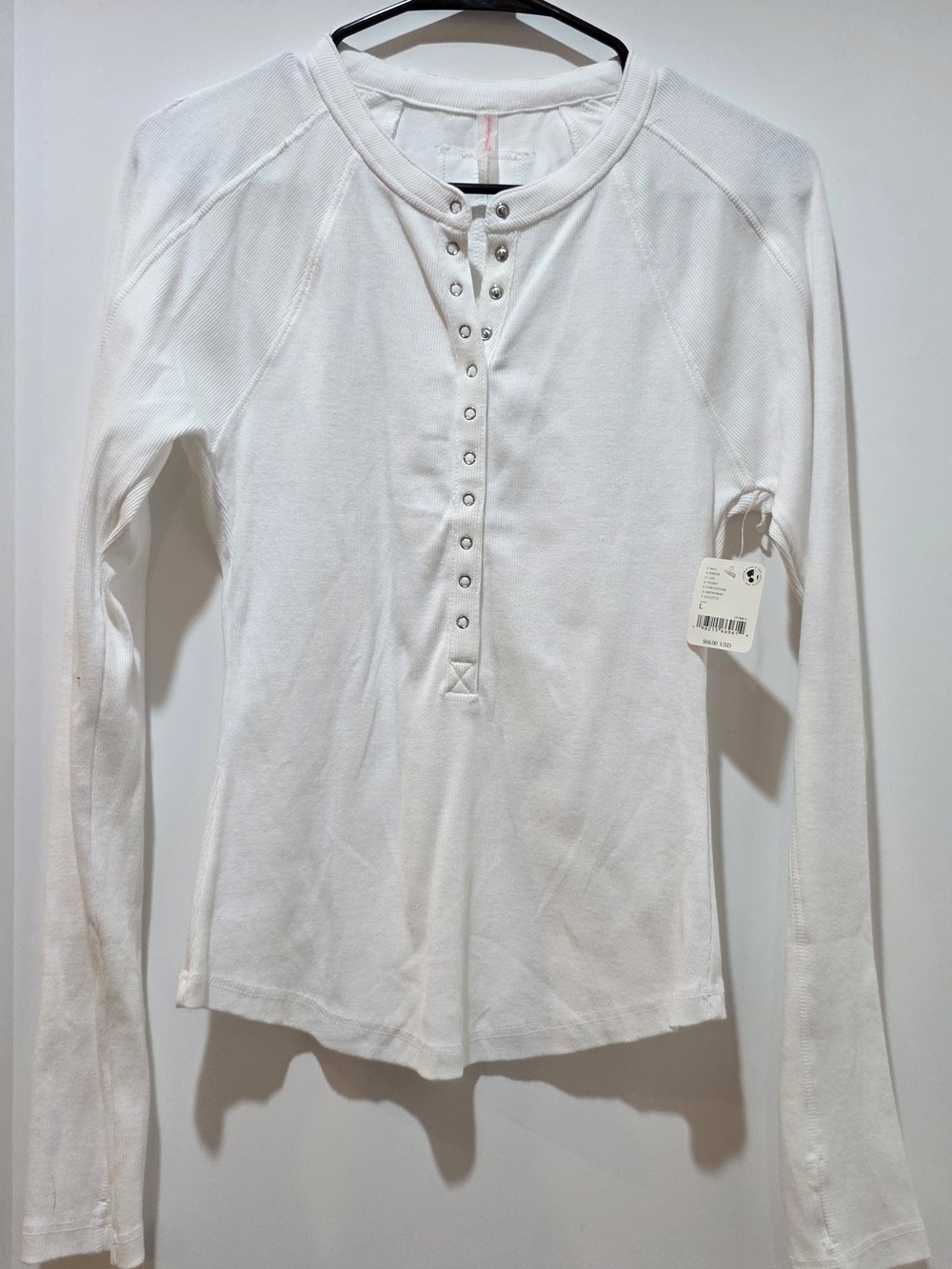 FP Movement by Free People White Long-Sleeve Henley Top